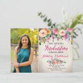 Mooie Bloemen Afstuderen Uitnodiging, Kaart (Staand voorkant)