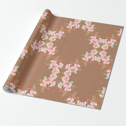 Mooie bloemen arrangement in Bruin Cadeaupapier (Uitgerold)