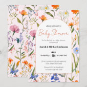 Mooie Bloemen Baby shower Uitnodiging (Voorkant / Achterkant)