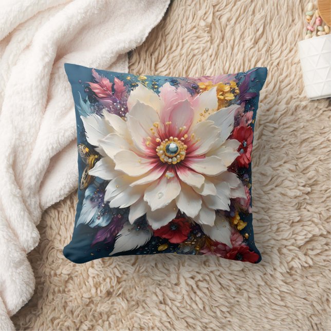 Mooie Bloemen "Beaded" met Honingbijen Graphic Thr Kussen (Deken)