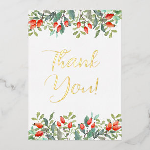 Mooie bloemen bedankt Wenskaart Folie Uitnodiging