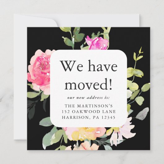 Mooie Bloemen Bewegende Aankondiging Nieuw Adres (Voorkant)