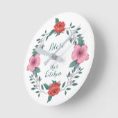 Mooie bloemen, Bless deze Keuken Ronde Klok (Hoek)