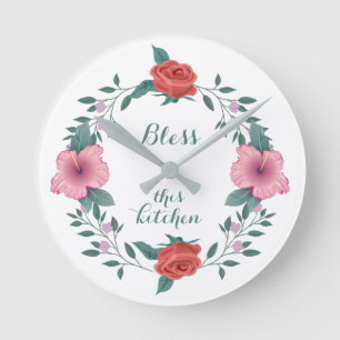 Mooie bloemen, Bless deze Keuken Ronde Klok