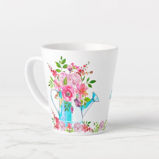 Mooie Bloemen Bloemen Bloemen Waterverf Roze Paste Latte Mok (Linkerhoek)