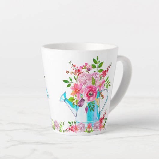 Mooie Bloemen Bloemen Bloemen Waterverf Roze Paste Latte Mok (Rechterhoek)