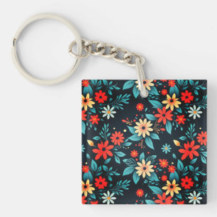 Mooie Bloemen Bloemmotief Sleutelhanger