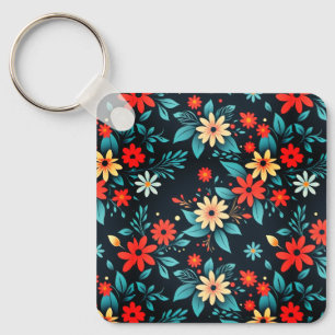 Mooie Bloemen Bloemmotief Sleutelhanger