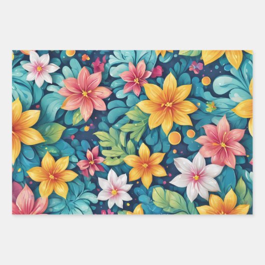 Mooie bloemen, bloempatroon inpakpapier vel (Voorkant)