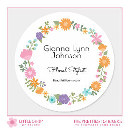 Mooie Bloemen Bloemschik Bedrijfslabels Ronde Sticker