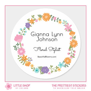 Mooie Bloemen Bloemschik Bedrijfslabels Ronde Sticker