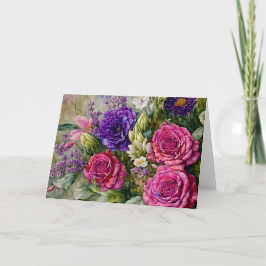Mooie Bloemen Boeket Art Bloemen Note Kaart (Voorkant)