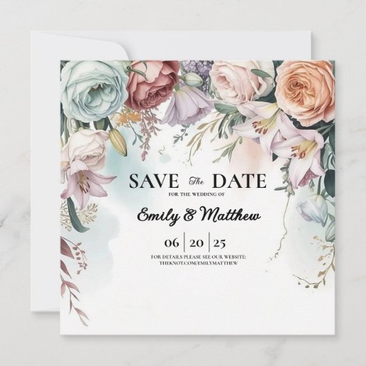 Mooie bloemen boeket ontwerper Bewaar de datum Save The Date (Voorkant)