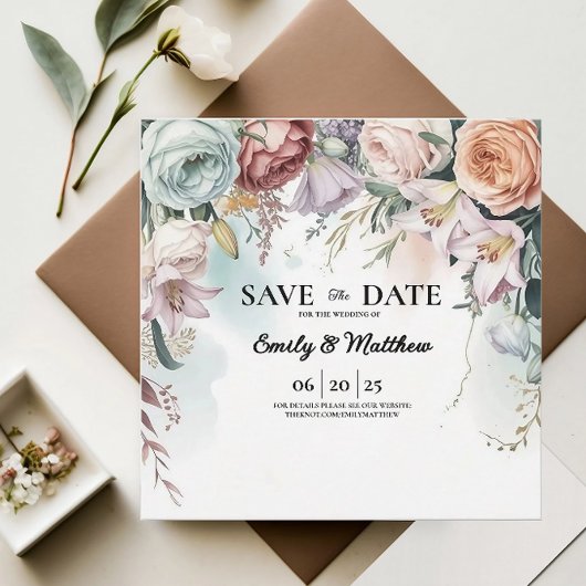 Mooie bloemen boeket ontwerper Bewaar de datum Save The Date