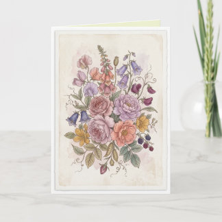 Mooie Bloemen Boho Folk Blank Kunstkaart Kaart