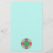 Mooie Bloemen Boho Style Roze op Aqua Briefpapier (Achterkant)