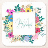 Mooie bloemen botanische Waterverf schilderen Kartonnen Onderzetters (Voorkant)