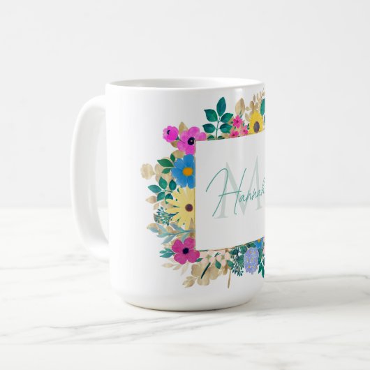 Mooie bloemen botanische Waterverf schilderen Koffiemok (Voorkant links)