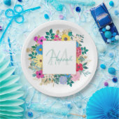 Mooie bloemen botanische Waterverf schilderen Papieren Bordje (Feest)