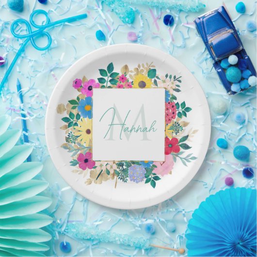 Mooie bloemen botanische Waterverf schilderen Papieren Bordje (Feest)