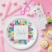 Mooie bloemen botanische Waterverf schilderen Papieren Bordje (Feest)