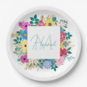 Mooie bloemen botanische Waterverf schilderen Papieren Bordje (Voorkant)