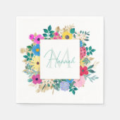 Mooie bloemen botanische Waterverf schilderen Servet (Voorkant)