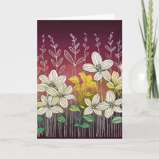 Mooie bloemen Bourgondisch accent Bedankkaart (Voorkant)