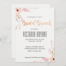Mooie Bloemen Bruids Brunch Uitnodiging