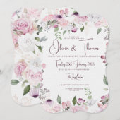 Mooie bloemen bruiloft uitnodigingen (Voorkant / Achterkant)