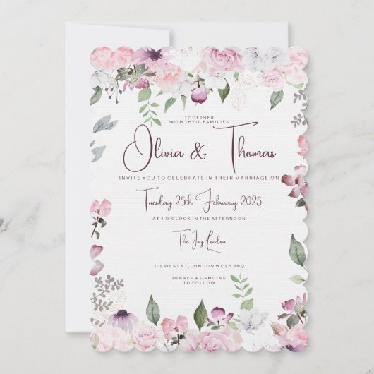 Mooie bloemen bruiloft uitnodigingen (Voorkant)