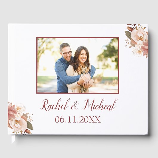 Mooie bloemen bruiloftsfoto gastenboek (Voorkant)