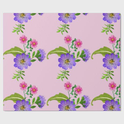 Mooie bloemen cadeaupapier (Vlak)