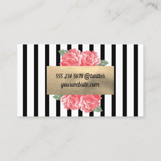 Mooie Bloemen Chic Vertical Gestreepte Visitekaartje (Achterkant)