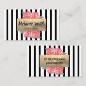 Mooie Bloemen Chic Vertical Gestreepte Visitekaartje (Voorkant / Achterkant)