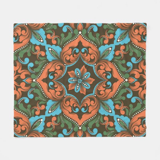 Mooie bloemen Damask naadloos patroon Fleece Deken (Voorkant (Horizontaal))