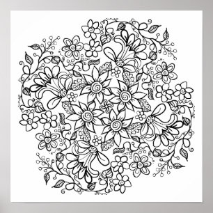 Mooie bloemen die je kleurt poster