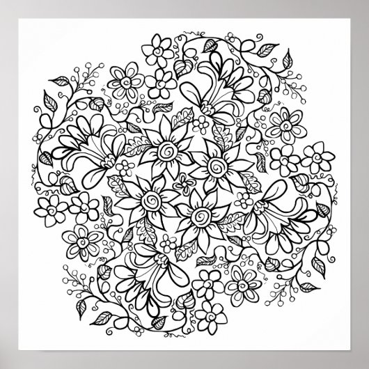 Mooie bloemen die je kleurt poster (Voorkant)