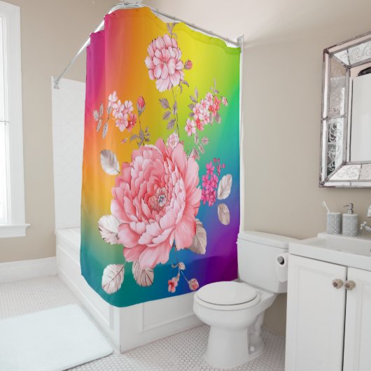 Mooie bloemen douchegordijn (In situ)