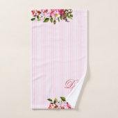 Mooie bloemen Elegant monogram PInk Stripes Bad Handdoek (Handdoek)