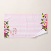 Mooie bloemen Elegant monogram PInk Stripes Bad Handdoek (Handdoek)