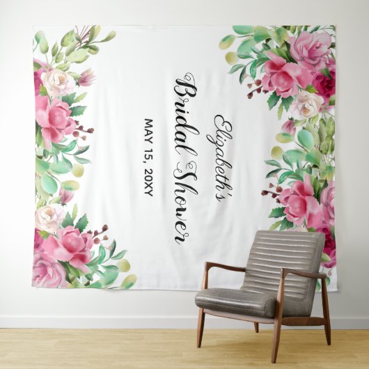 Mooie Bloemen Elegante Bruidsfeest Achtergrond Wandkleed (In Situ (horizontaal))