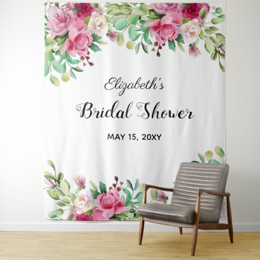 Mooie Bloemen Elegante Bruidsfeest Backdrop Wandkleed (In situ)