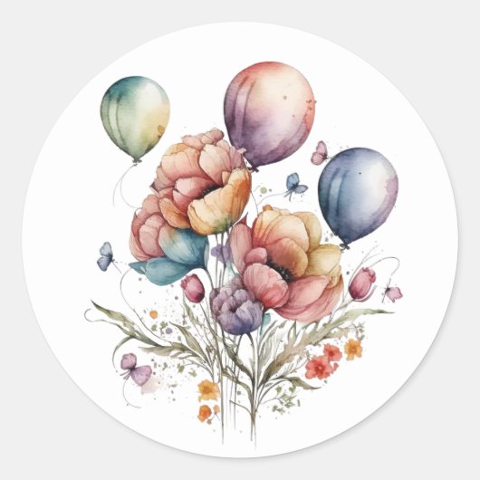 Mooie Bloemen en Ballonnen Stickers (Voorkant)