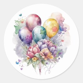 Mooie bloemen en ballonnenstickers ronde sticker