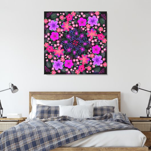 Mooie bloemen en bessen canvas afdruk (Insitu (Slaapkamer))