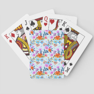 Mooie Bloemen En Bladeren Patroon Pokerkaarten