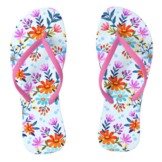 Mooie bloemen en bladeren patroon teenslippers (Voetbed)
