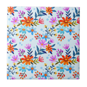 Mooie bloemen en bladeren patroon tegeltje