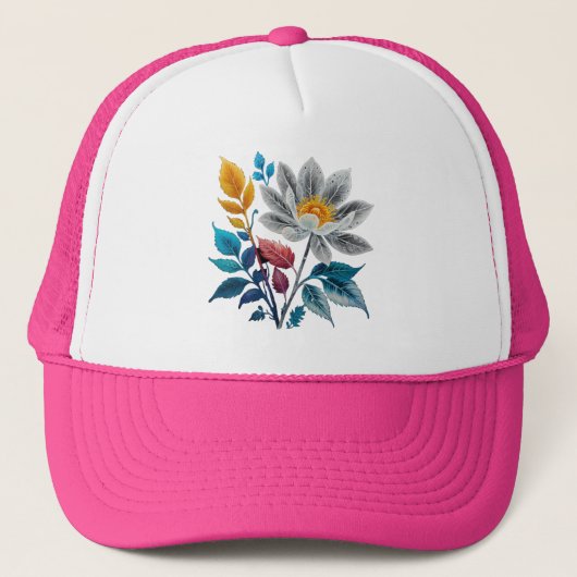 Mooie bloemen en bladeren trucker pet (Voorkant)
